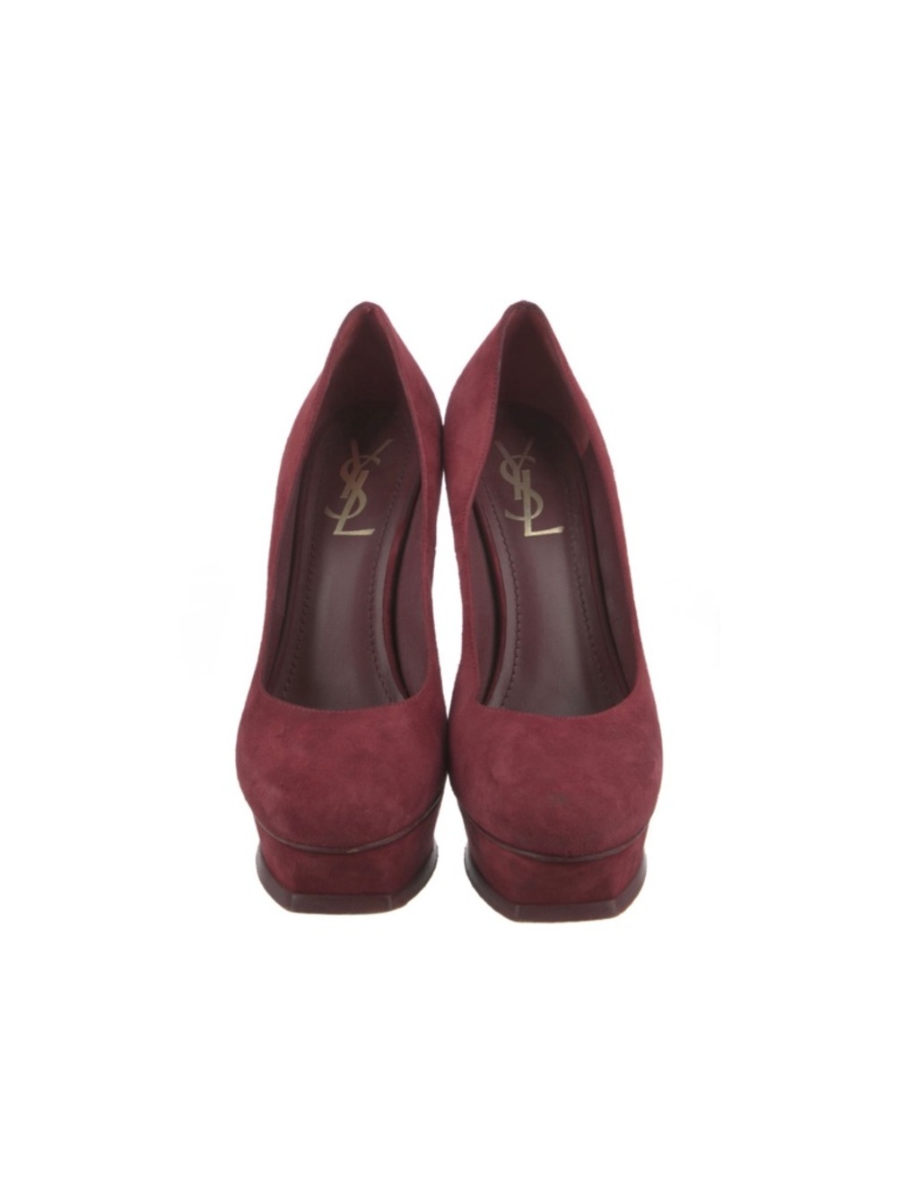 Yves Saint Laurent Burgundy Suede Platform Pump